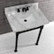 Kingston Brass KVPB30MSQ0 30-Inch Carrara Marble Console Sink, Marble White/Matte Black KVPB30MSQ0 - alternate 4